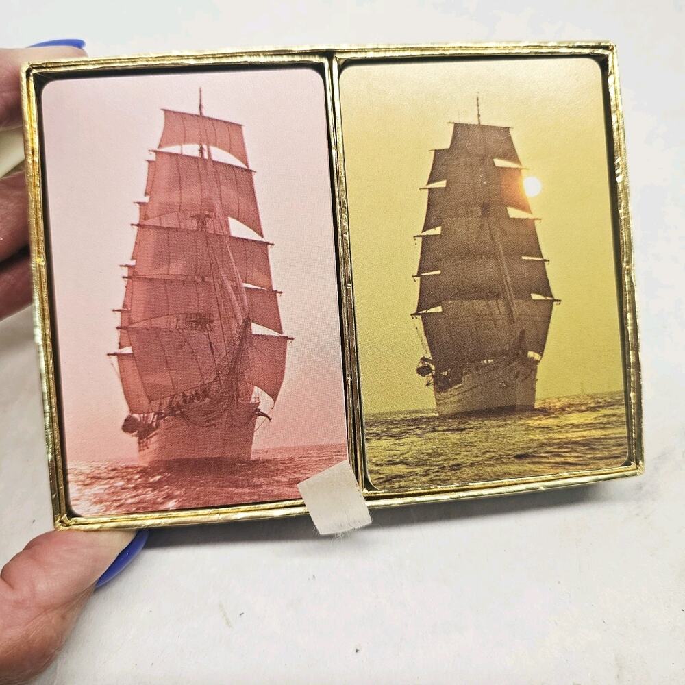 Vintage Congress Playing cards 2 decks Cel-U-Tone Finish Sailing Ships Retro 60s